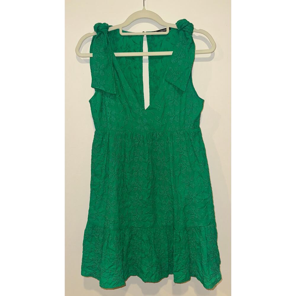 Zara Green Eyelet Embroidery Mini Dress - size XS